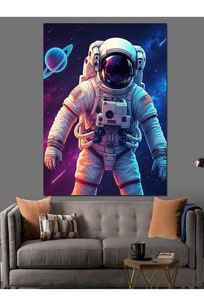 Tablomega Astronaut Walking in Space Decorative Canvas - Mdf Wooden Painting
