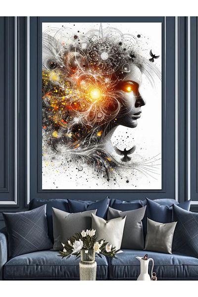 Tablomega Exploding Woman Silhouette Decorative Canvas - Mdf Wooden Painting