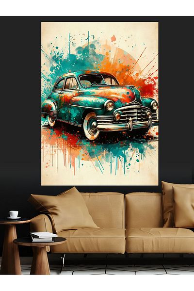 Tablomega Old Model Classic Car Decorative Canvas - Mdf Wooden Painting