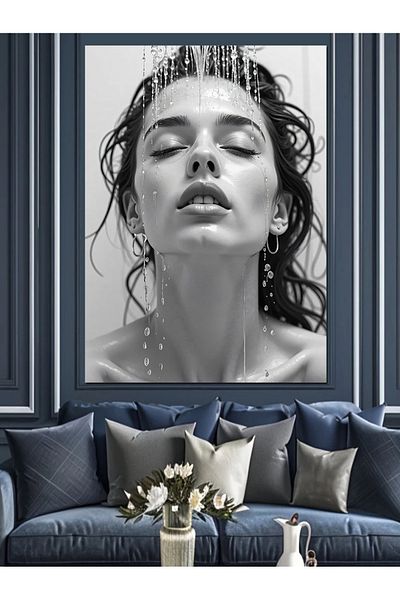 Tablomega Black and White Portrait Decorative Canvas - Mdf Wooden Painting