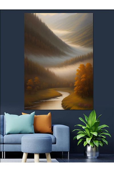 Tablomega Autumn Landscape Decorative Canvas - Mdf Wooden Painting