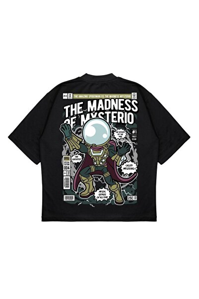 PURE EFFECT تي شيرت للجنسين كبير الحجم بطبعة The Madness Of Mysterio من الخلف...