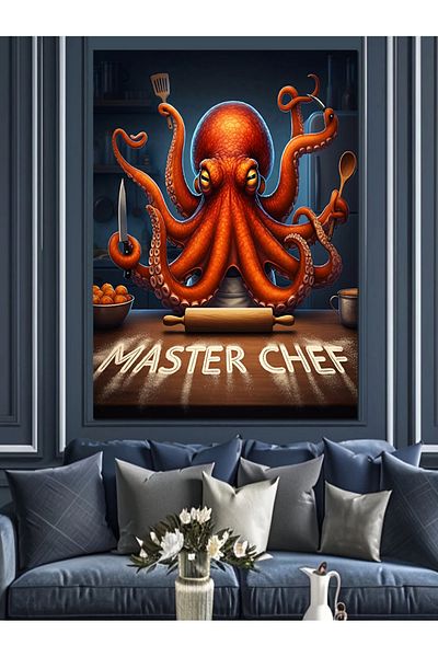 Tablomega Pânză decorativă Octopus Chef - Lemn MDF
