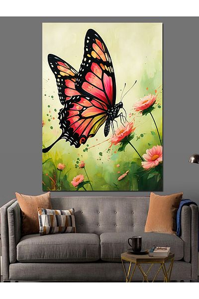 Tablomega Pânză decorativă Fluture Roz - Lemn MDF