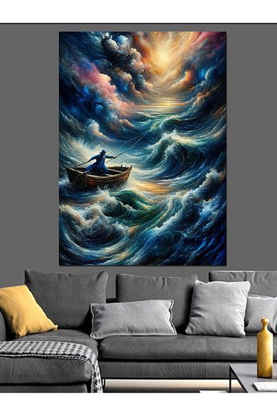 Tablomega Stormy Sea Decorative Canvas - Mdf Wooden Painting