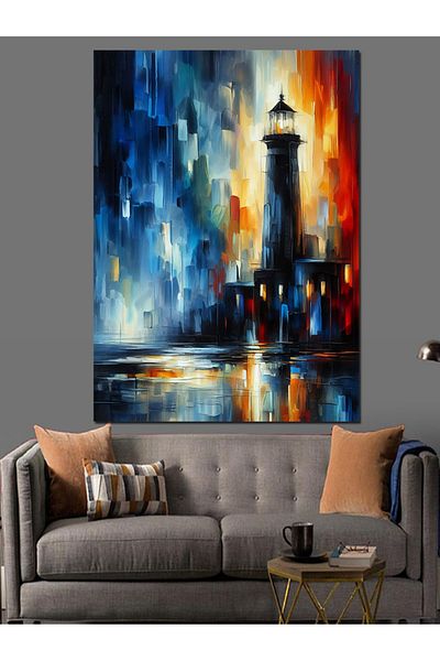 Tablomega Colorful Lighthouse Decorative Canvas - Mdf Wooden Painting