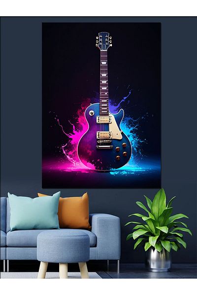 Tablomega Colorful Electric Guitar Decorative Canvas - Mdf Wooden Painting