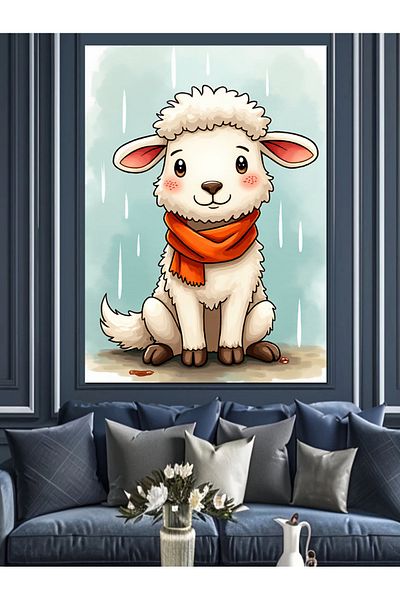 Tablomega Cute Lamb Decorative Canvas - Mdf Wooden Painting