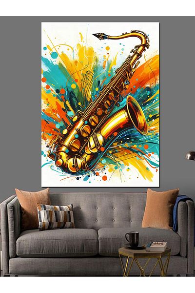 Tablomega Colorful Saxophone Decorative Canvas - Mdf Wooden Painting
