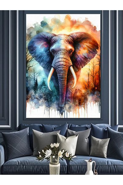 Tablomega Pânză decorativă elefant colorat - Lemn MDF