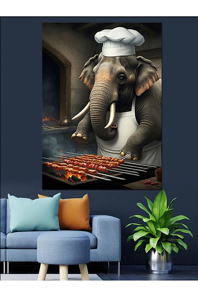 Tablomega Pânză Decorativă Elefant Mangalci - Lemn MDF