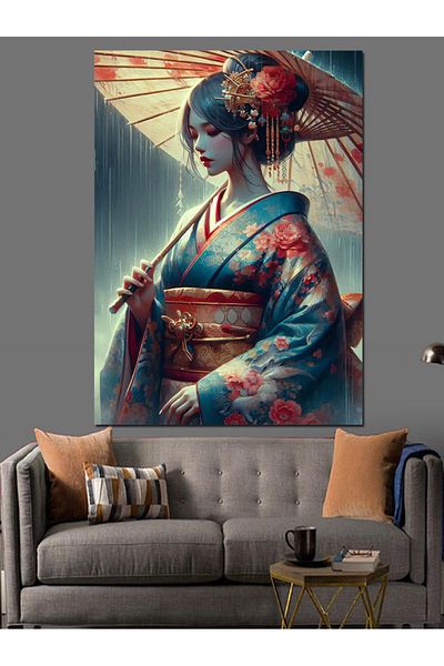 Tablomega Traditional Japanese Woman Decorative Canvas - Mdf Wood Painting