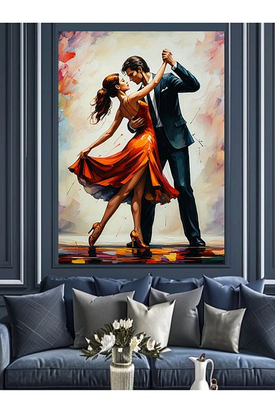 Tablomega Tangoing Couple Decorative Canvas - Mdf Wooden Table