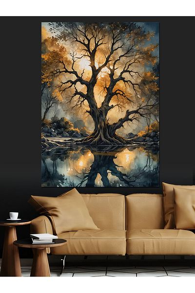 Tablomega Autumn Tree Landscape Decorative Canvas - Mdf Wooden Painting