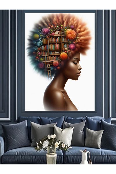 Tablomega Pânză decorativă pentru păr de femeie colorată - Lemn MDF
