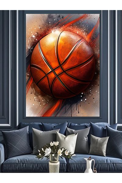 Tablomega Basketball Decorative Canvas - Mdf Wooden Table