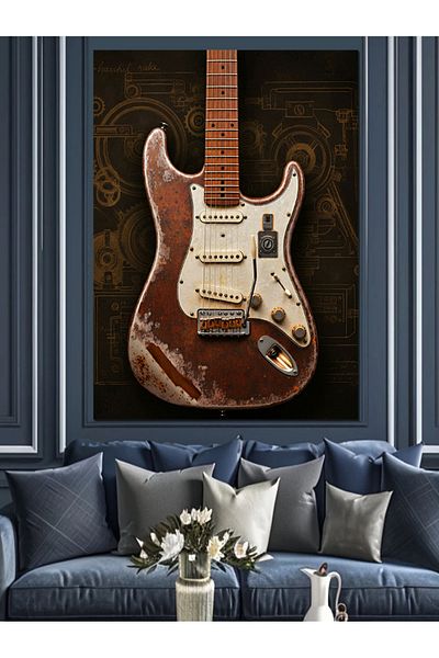 Tablomega Old Electric Guitar Decorative Canvas - Mdf Wood Painting