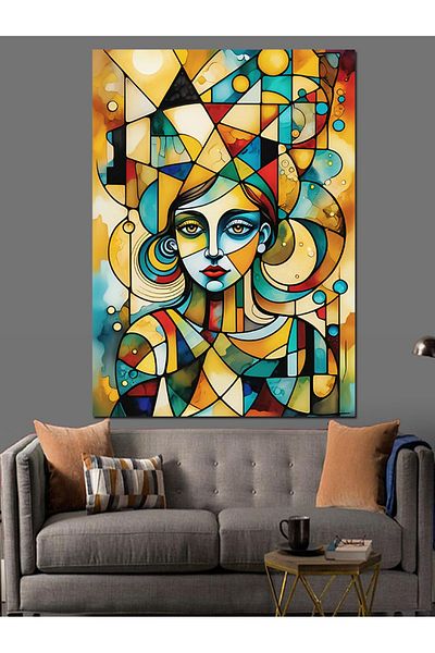 Tablomega Pânză decorativă cu portret colorat - Lemn MDF