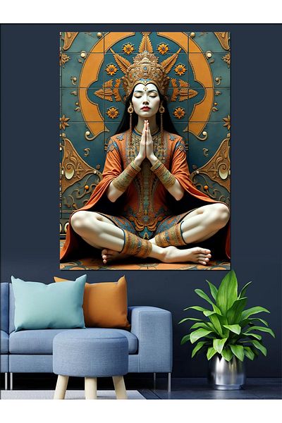 Tablomega Woman Meditating Decorative Canvas - Mdf Wooden Painting