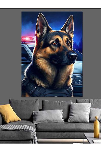Tablomega Police Dog Decorative Canvas - Mdf Wooden Painting