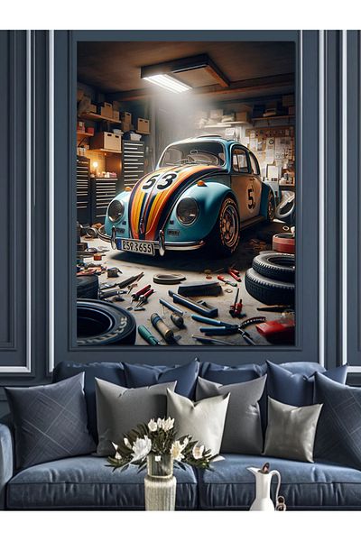 Tablomega Repair Shop Vosvos Decorative Canvas - Mdf Wooden Painting