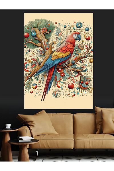 Tablomega Colorful Bird Decorative Canvas - Mdf Wooden Painting