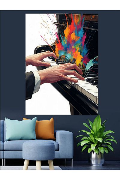 Tablomega Colorful Piano Decorative Canvas - Mdf Wooden Painting