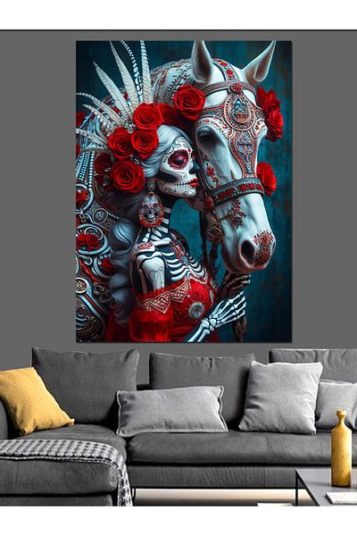 Tablomega Skeleton Horse Decorative Canvas - Mdf Wooden Painting