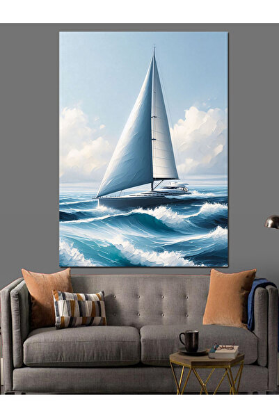 KanvasSepeti Декоративно платно с мотив на ветроходна лодка - маслена живопис...