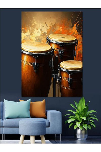 Tablomega Congolese Drums Decorative Canvas - Mdf Wooden Table