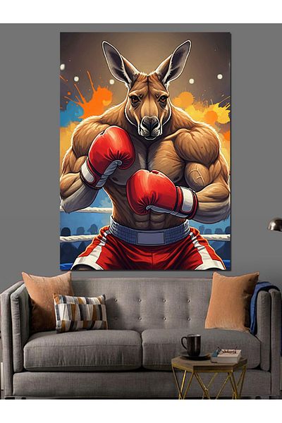 Tablomega Boxer Kangaroo Decorative Canvas - Mdf Wooden Painting