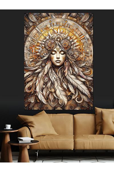 Tablomega Pânză decorativă pentru femei cu coroană de flori - Lemn MDF