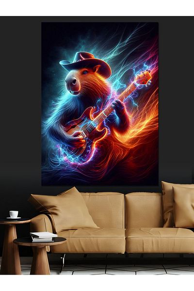 Tablomega Guitar Beaver Decorative Canvas - Mdf Wooden Painting