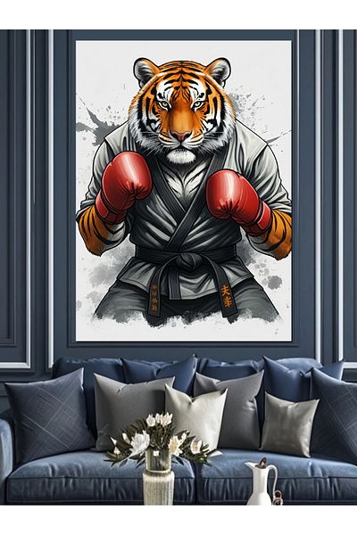 Tablomega Boxer Tiger Canvas Decorativ - MDF Lemn