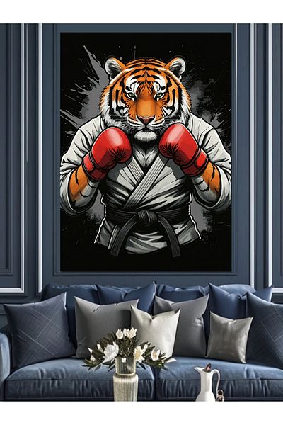 Tablomega Boxer Tiger Decorative Canvas - Mdf Wooden Painting