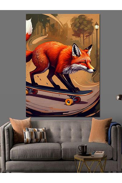Tablomega Skateboarder Fox Decorative Canvas - Mdf Wooden Painting