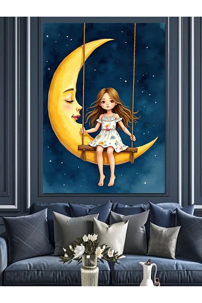 Tablomega Moon Swing Decorative Canvas - Mdf Wooden Table