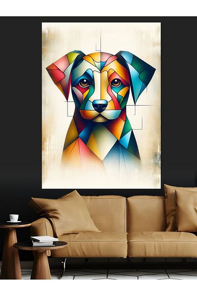 Tablomega Colorful Dog Decorative Canvas - Mdf Wooden Painting