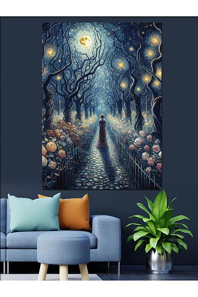 Tablomega Moonlight Pathway Decorative Canvas - Mdf Wooden Painting