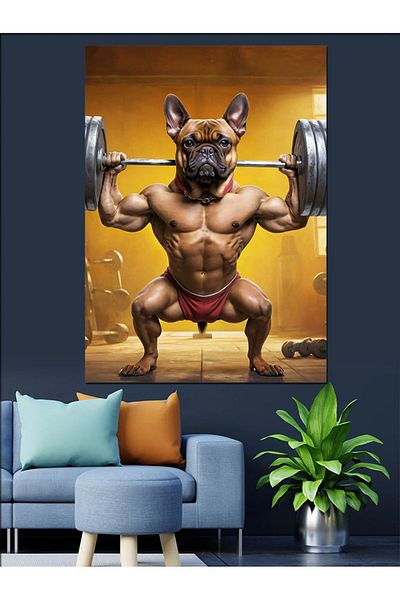 Tablomega Bodybuilding Dog Decorative Canvas - Mdf Wooden Painting