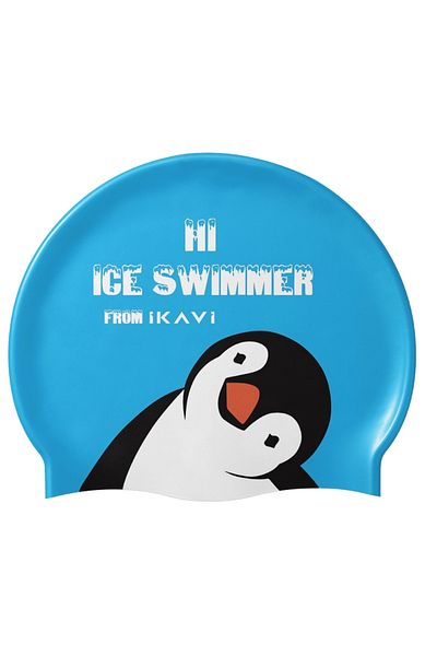 İKAVİ Hi Ice Swimmer Printed Silicone Swimming Cap