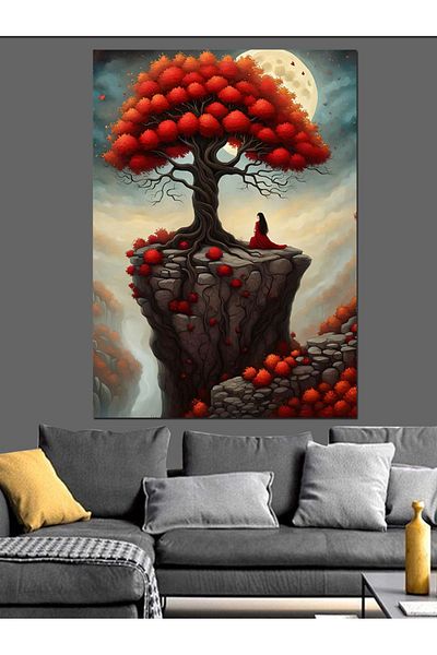 Tablomega Pânză decorativă Red Tree Mountain - Lemn MDF
