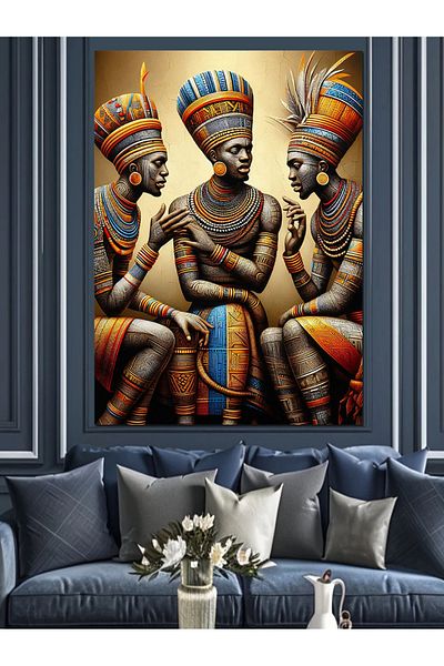 Tablomega African Native Decorative Canvas - Mdf Wood Painting
