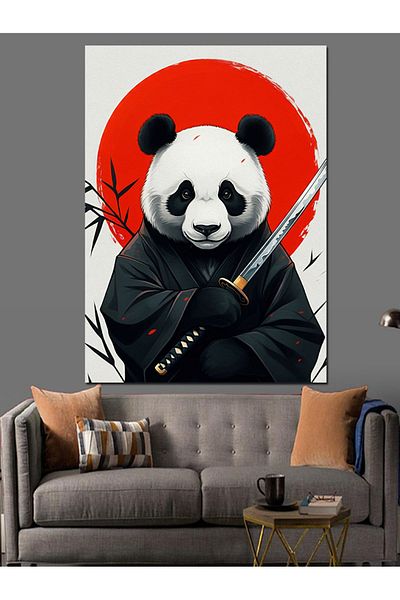 Tablomega Ninja Panda Decorative Canvas - Mdf Wooden Table