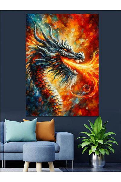 Tablomega Pânză decorativă Dragonul Focului - Lemn MDF