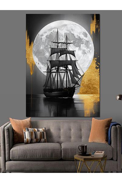 Tablomega Lună Sailing Ship Canvas Decorativ - Lemn MDF