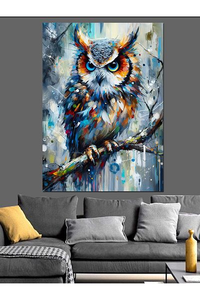 Tablomega Colorful Owl Decorative Canvas - Mdf Wooden Painting