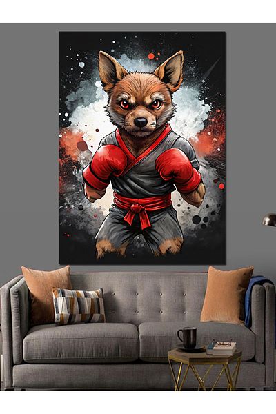 Tablomega Fighter Dog Decorative Canvas - Mdf Wooden Painting