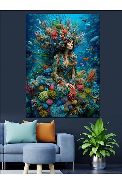 Tablomega Pânză Decorativă Femeie Submarin - Lemn MDF