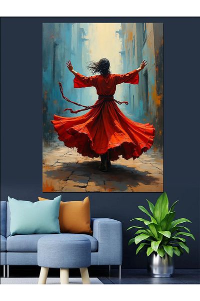 Tablomega Red Dress Decorative Canvas - Mdf Wooden Painting
